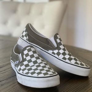 Vans green checkered slip one
